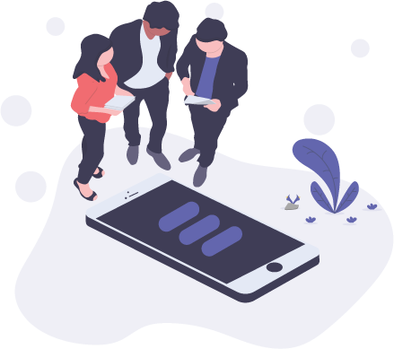 Illustration of 3 people looking at devices