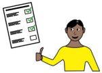 Illustration of a person filling out the survey form